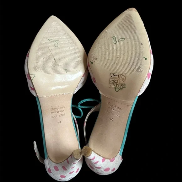 Boden Alice T Strap Suede Leather Polka Dot Pumps Women’s Size 9M Pointed Toe - Picture 14 of 15